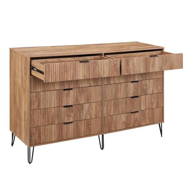 Manhattan Comfort DUMBO Modern 10-Drawer Double Tall Dresser in Golden Brown Manhattan Comfort DUMBO Modern 10-Drawer Double Tall Dresser in Golden Brown