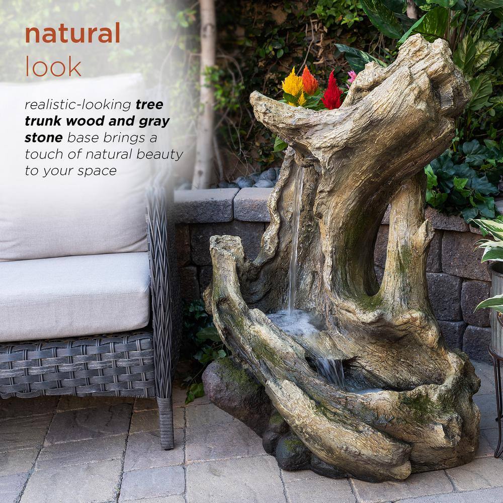 Curved Log Rainforest Waterfall Fountain with LED Lights