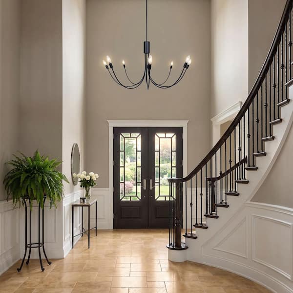 LNC Transitional 41.3 in. Black 8-Light Chandelier Modern Classic