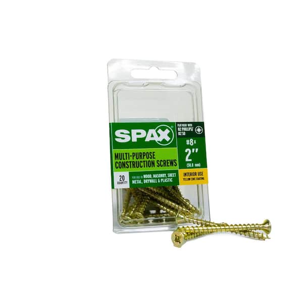 SPAX #8 x 2 in. Interior Flat Head Wood Screws Construction Phillips / Square (20 EA)