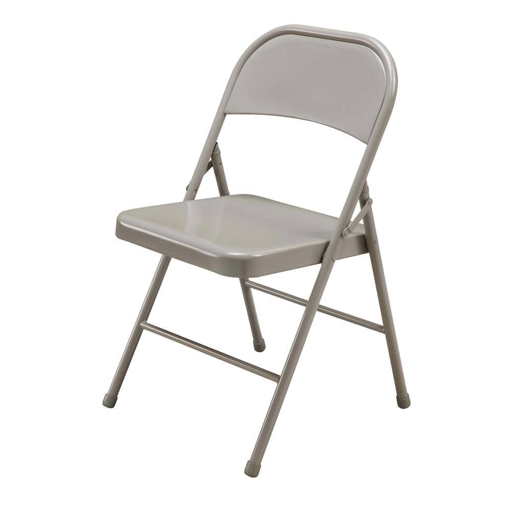 Folding Chairs Beige Metal Stackable Folding Chair-SC004X001A - The Home Depot