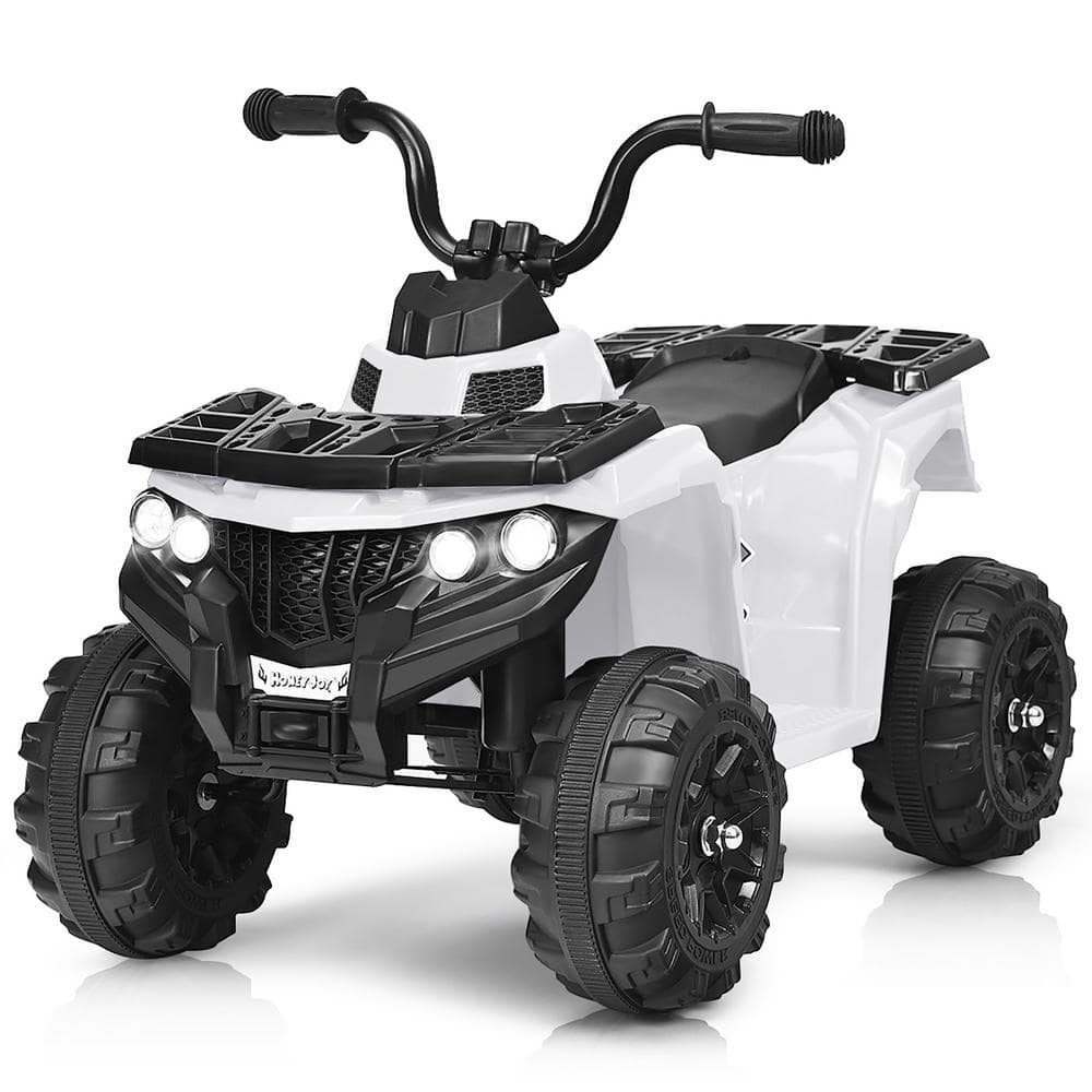 Costway 6-Volt Kids Ride-On ATV Quad 4 Wheeler Electric Toy Car Battery Power Led Lights, Whites -  TY580277WH