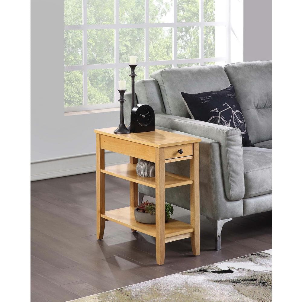 Natural Wood 24" Rectangular End Table with Storage