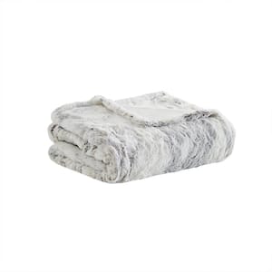 Marselle Natural Marble 50 in. x 70 in. Oversized Faux Fur Heated Throw