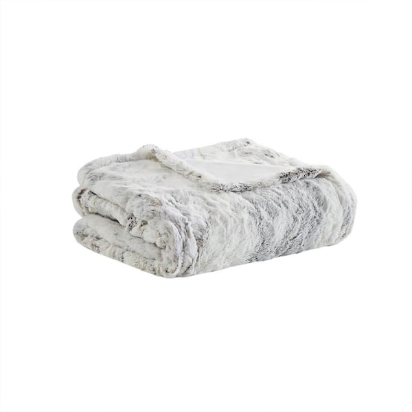 Beautyrest - Marselle Natural Marble 50 in. x 70 in. Oversized Faux Fur Heated Throw