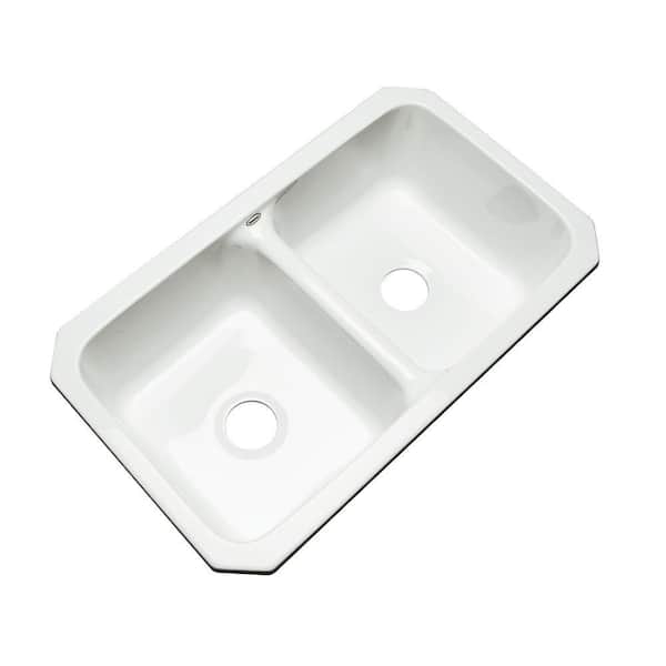Thermocast Newport Undermount Acrylic 33 in. Double Bowl Kitchen Sink in White
