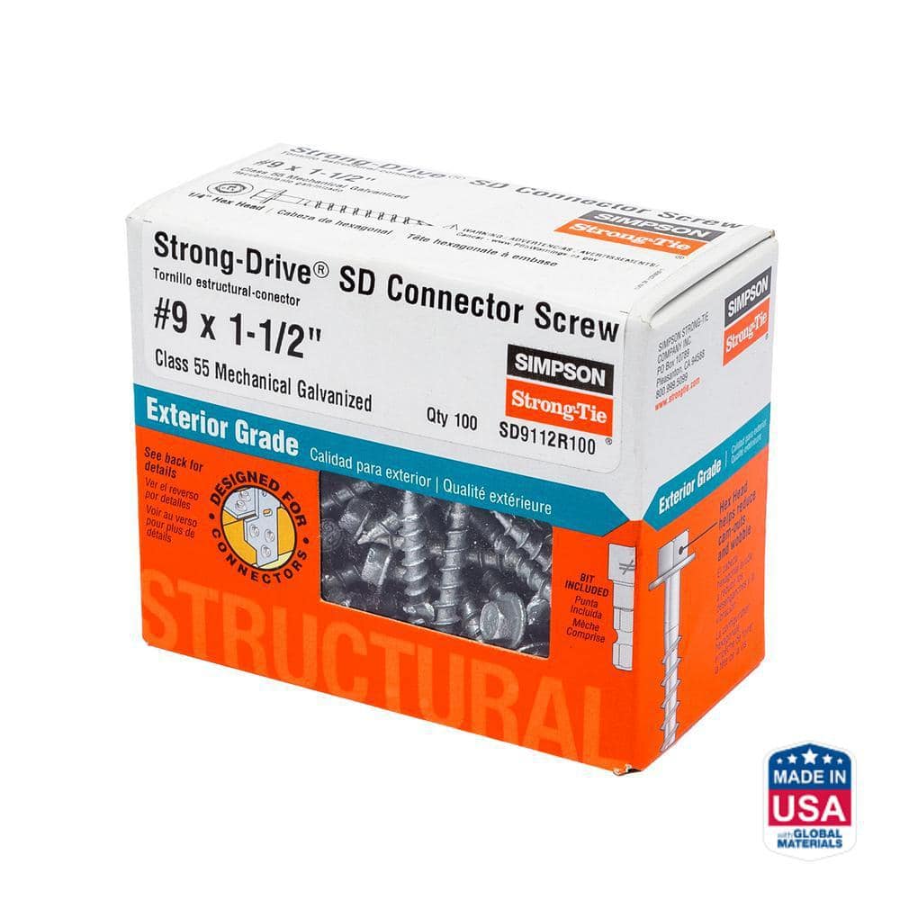 UPC 707392977001 product image for #9 x 1-1/2 in. 1/4-Hex Drive, Strong-Drive SD Connector Screw (100-Pack) | upcitemdb.com