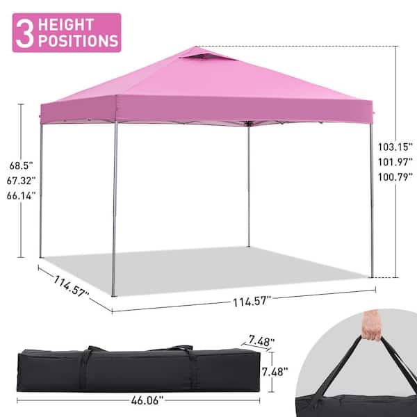 OVASTLKUY 10 ft. x 10 ft. Pink Patio Canopy Tent Pop Up OVASTLKUY 10 ft. x 10 ft. Pink Patio Canopy Tent Pop Up