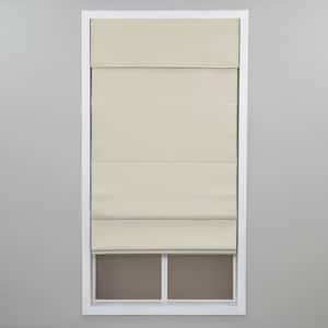 Ivory Cordless Blackout Energy-Efficient Cotton Roman Shade 28 in. W x 72 in. L