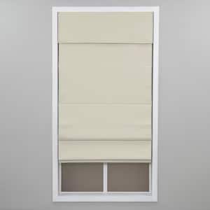 Ivory Cordless Blackout Energy-Efficient Cotton Roman Shade 56 in. W x 72 in. L