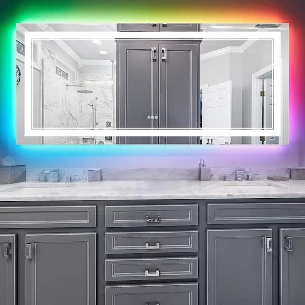 LOAAO 48X36 LED Bathroom Mirror with Lights, Anti-Fog, Dimmable, RGB  Backlit + Front Lighted, Bathroom Vanity Mirror for Wall, Memory Function