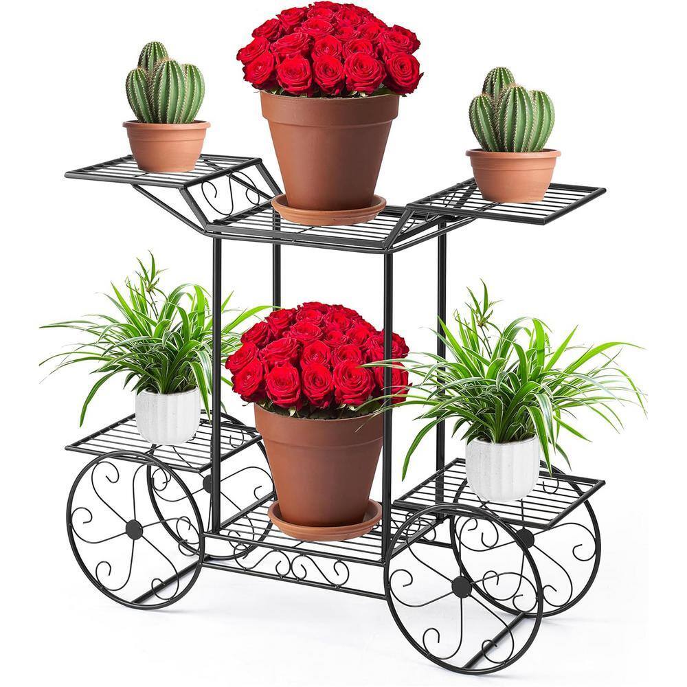 26 in. x 31 in. x 10 in. Indoor/Outdoor Black Metal Plant Holder