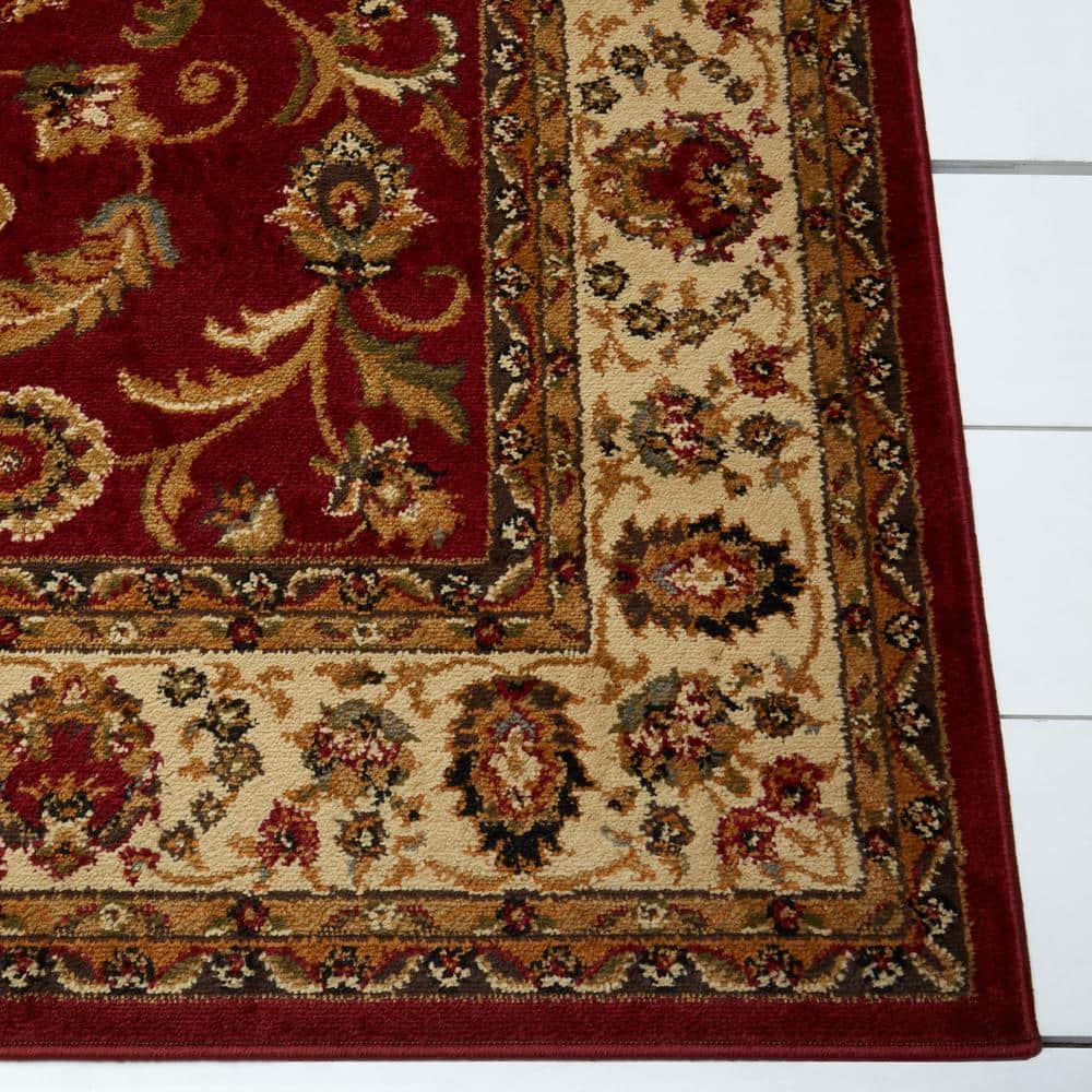 Elegant Red/Ivory Tufted Washable Synthetic Area Rug 7'8"x10'4"