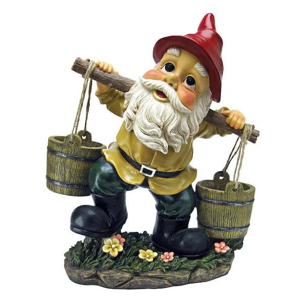 Design Toscano 18 in. H Barney 2 Buckets Garden Gnome Statue