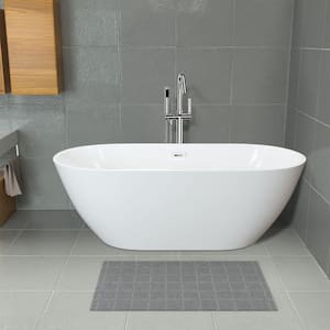63 in. Contemporary Design Acrylic Soaking SPA Tub Flatbottom Non-Whirlpool Freestanding Bathtub in White