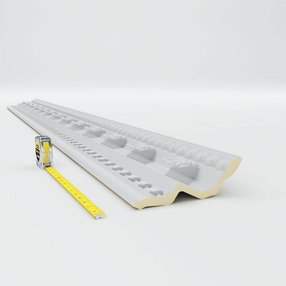 Primed Geometric Urethane Crown Moulding Sample, 12" Length
