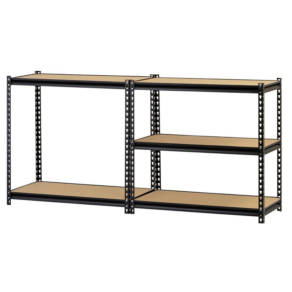 Heavy-Duty Workshop 5-Tier Steel & Wood Shelving Unit, 36"W x 18"D x 72"H, Black