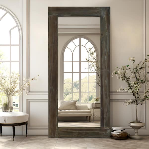 Dovelina 71 in. x 32 in. Rustic Rectangle Framed Brown Floor Leaning Mirror 1-Piece