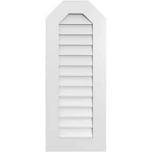16 in. x 40 in. Octagonal Top Surface Mount PVC Gable Vent: Decorative with Standard Frame