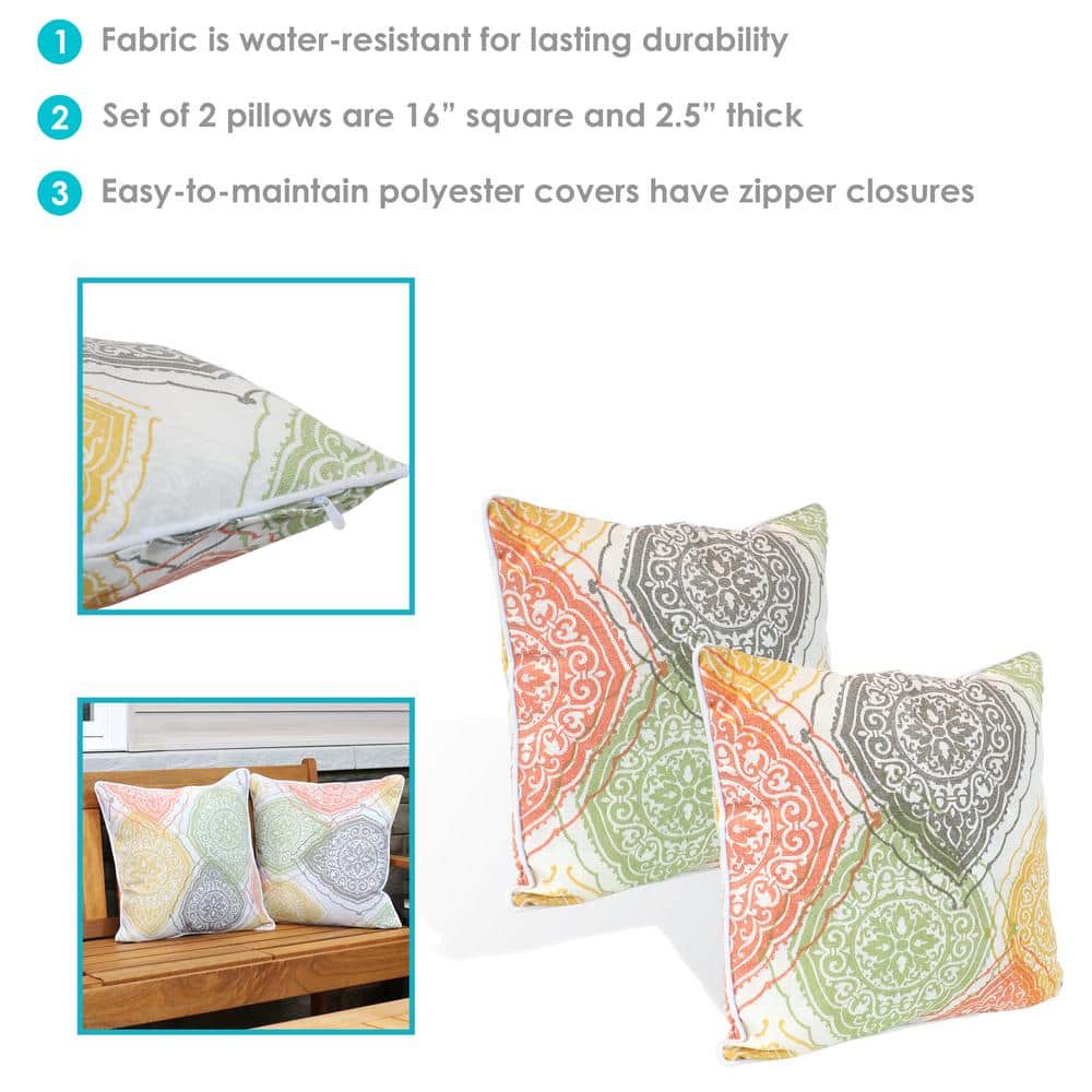 Muted Damask Mandalas Square Polyester Throw Pillows Set