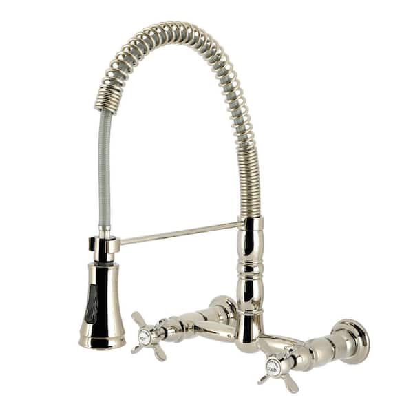 Essex 2-Handle Wall Mount Standard Kitchen Faucet in Polished Nickel