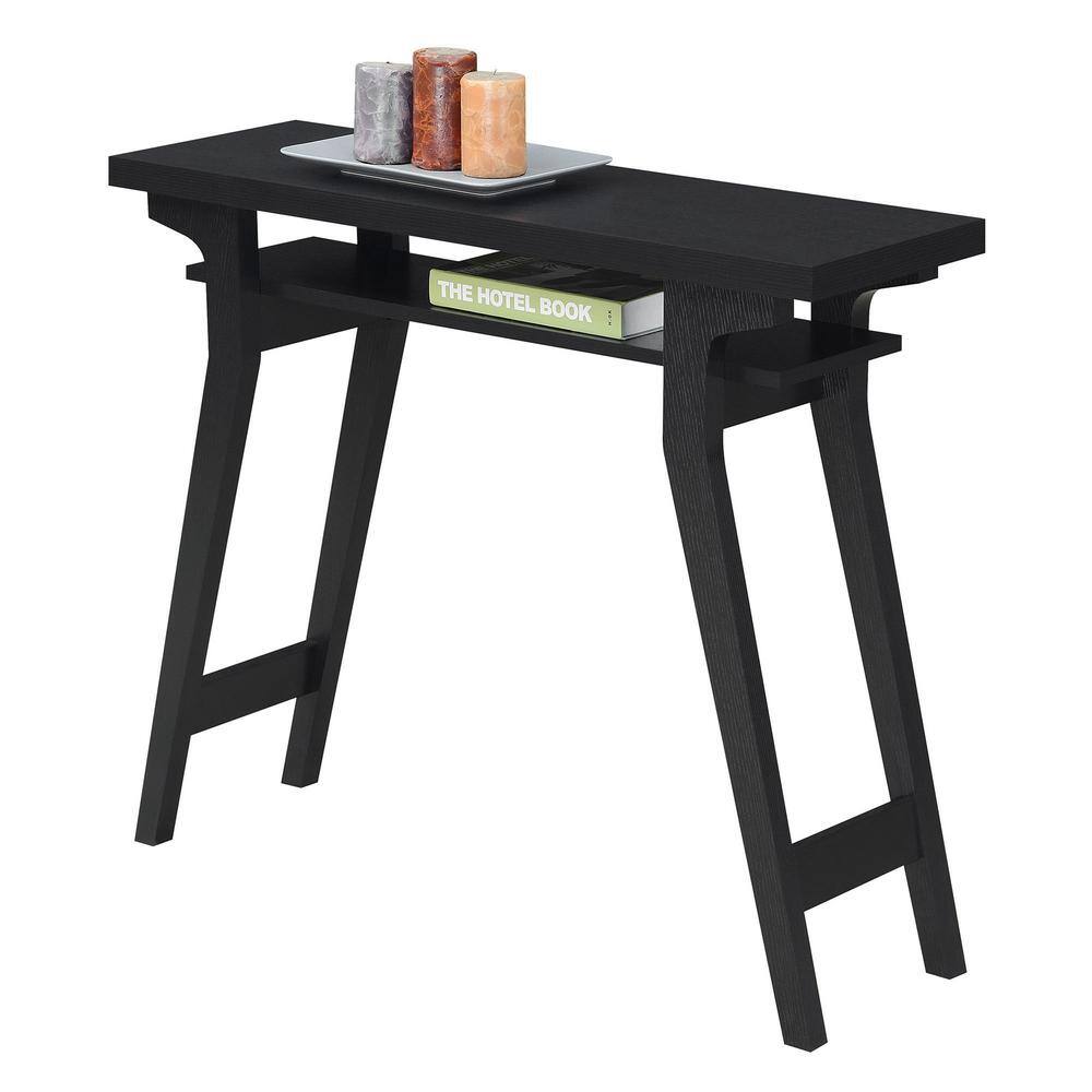 Sleek 36" Black Wood and Metal Console Table with Storage