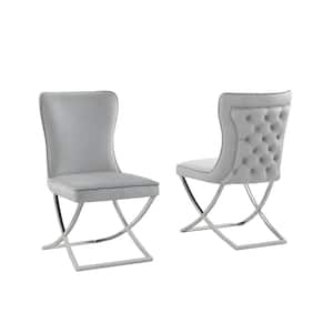 Titan Gray/Silver Velvet Dining Chairs (Set of 2)