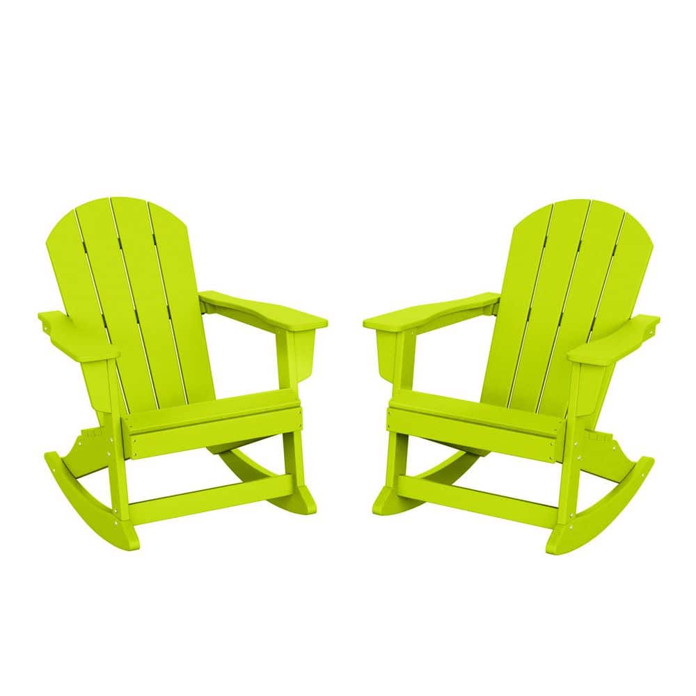 Laguna 2-Pack Fade Resistant Outdoor Patio HDPE Poly Plastic Classic Adirondack Porch Rocking Chairs in Lime price history on PriceWatchPro