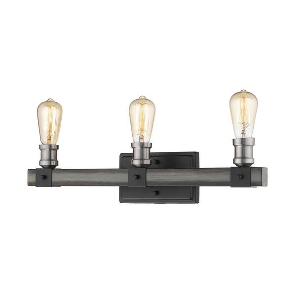 Unbranded Kirkland 22 in. 3-Light Ashen Barnboard Vanity Light