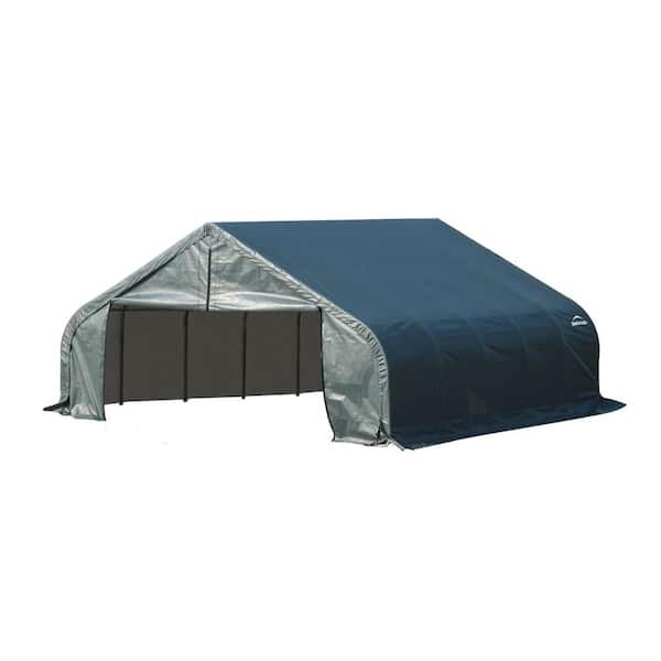 ShelterLogic 18 ft. W x 24 ft. D x 10 ft. H Steel and Polyethylene Garage without Floor in Green with Corrosion-Resistant Frame