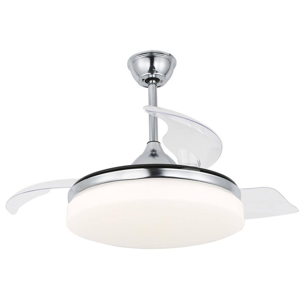 Bella Depot 42 in. LED Indoor Chrome Retractable Ceiling Fan with
