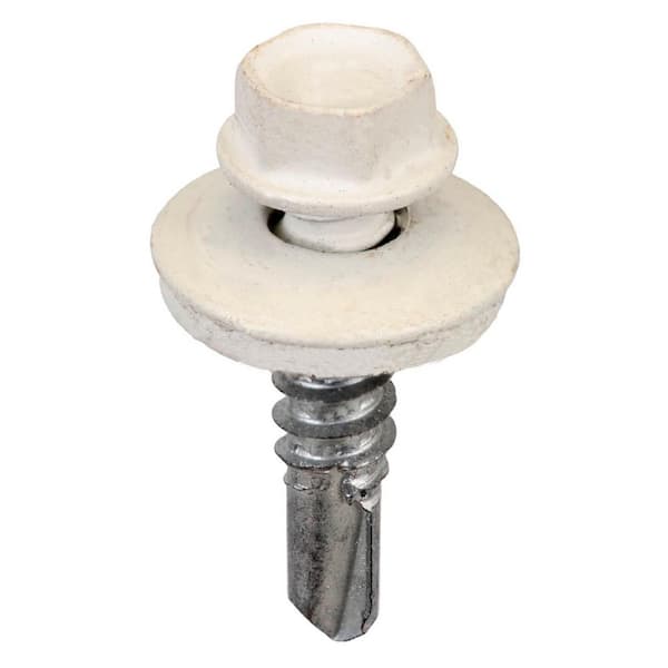 #12 X 1 inch White Hex Metal to Metal Screws (Bag of 250)