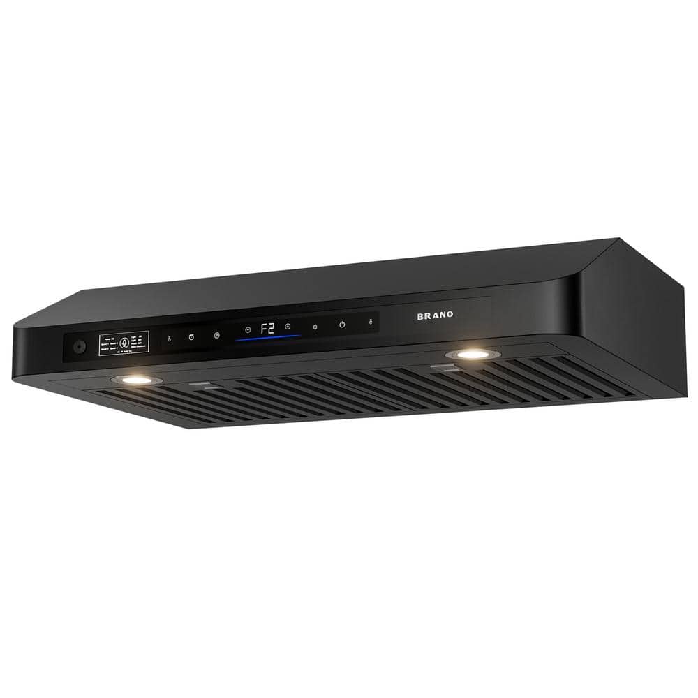 30 Inch Black Stainless Steel Under Cabinet Range Hood with LED Lights