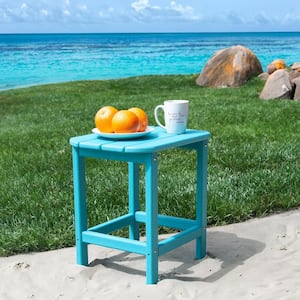 Adirondack Side Table - Premium HPDE All-Weather Poly Lumber, Easy Maintenance End Table, Aqua Blue