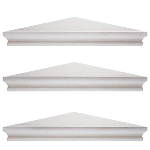 American Art Decor 16.5 in. W x 8 in. D Washed White MDF Floating Corner Shelf Decorative Wall Shelf Set of 3 Home