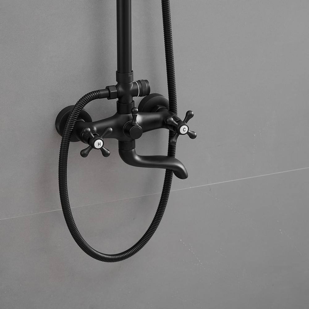 Matte Black Adjustable Height Dual Shower Head System