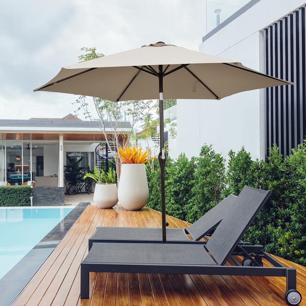 10 ft. Steel Outdoor Market Patio Umbrella with Tilt Adjustment and Crank, 
