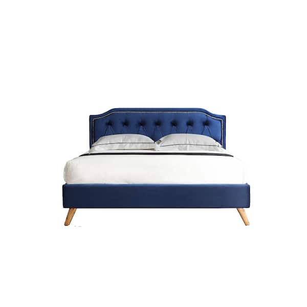 Unbranded Navy Full Size Fabric Platform Bed Frame