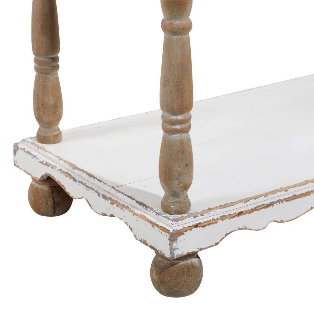 75" White and Brown Wood 5-Tier Farmhouse Baker's Rack