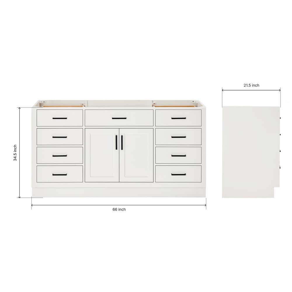 Hepburn 66" White Hardwood Single Bathroom Vanity Base