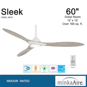 Sleek 60 in. Integrated LED Indoor Flat White Smart Ceiling Fan with Light with Remote Control