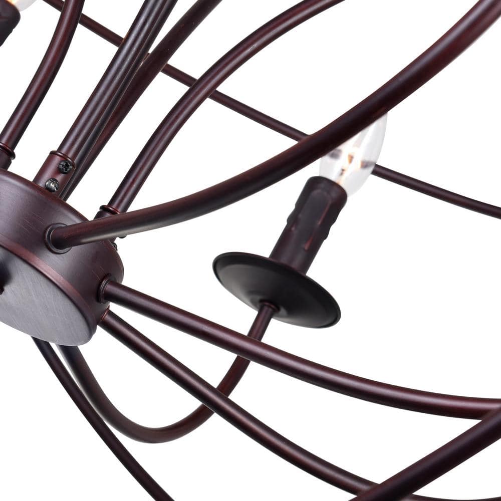 Arza Rustic Orb 22" Dark Brown Iron Cage Chandelier