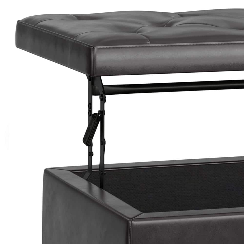 Hamilton 44" Contemporary Tanners Brown Faux Leather Lift-Top Storage Ottoman