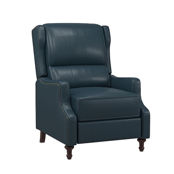 JAYDEN CREATION Gerhard Turquoise Genuine Leather Recliner with Nailhead Trim