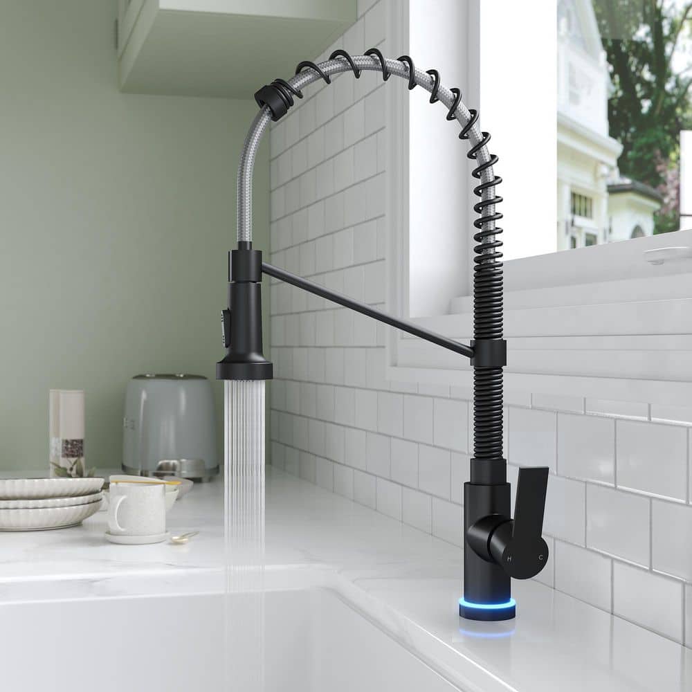 EVERSTEIN Single-Handle Pull-Down Sprayer Kitchen Faucet with LED