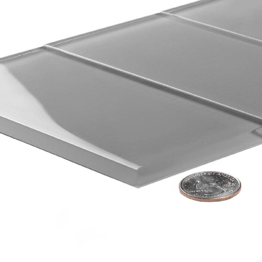 Mink Gray Glossy Glass Subway Wall Tile 3x6 - 40 Pack
