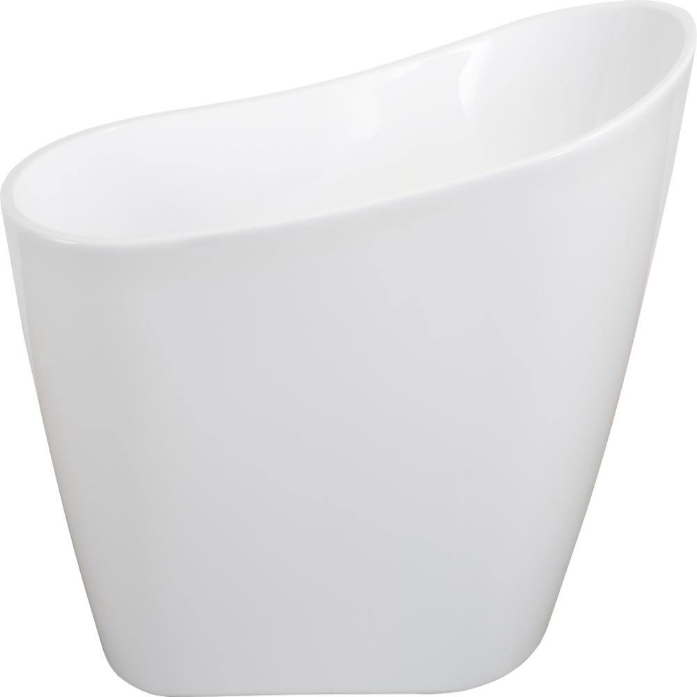 55 in Oval Slipper Freestanding Bathtub Ergonomic Soaking Design with Matte Black Overflow in Glossy White price history on PriceWatchPro