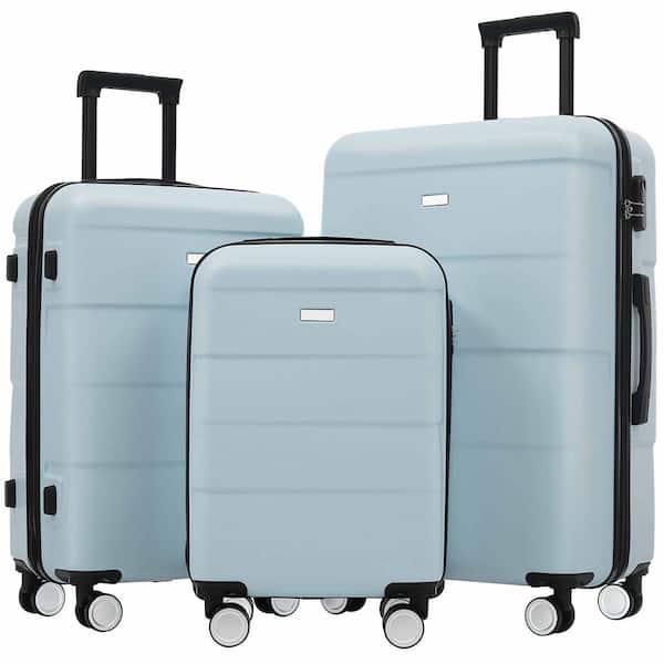 Polibi 3-Piece Light Blue Hardshell Luggage Set with Double