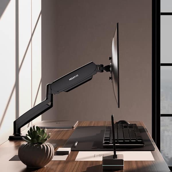 mount-it! Single Monitor Black Desk Mount with Gas Spring Arm for