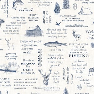 North Hills Navy Camping Quotes Paper Strippable Roll (Covers 56.4 sq. ft.)